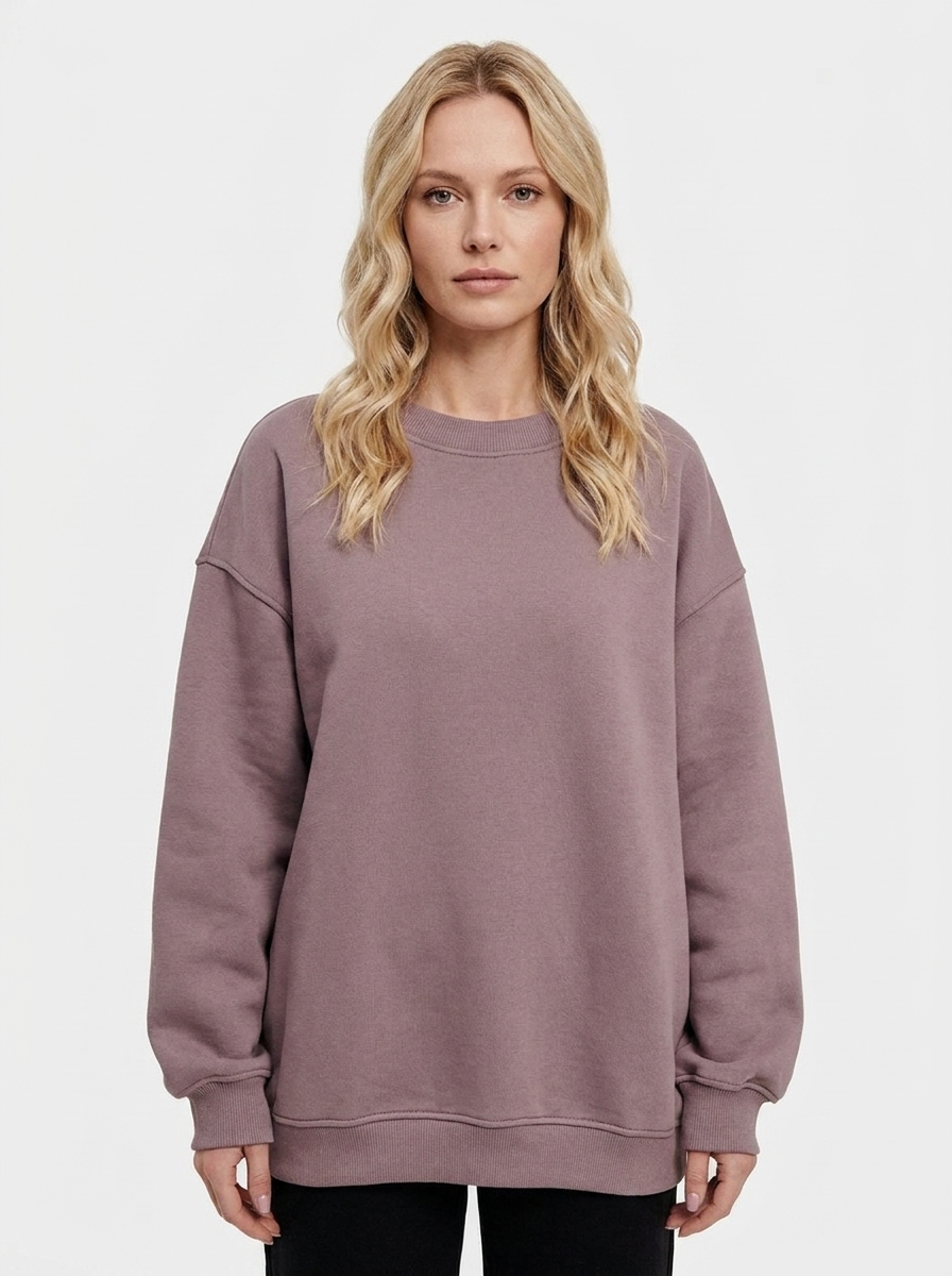 Women's Oversized Winter Sweatshirt Crew-Neck Fleece Pullover