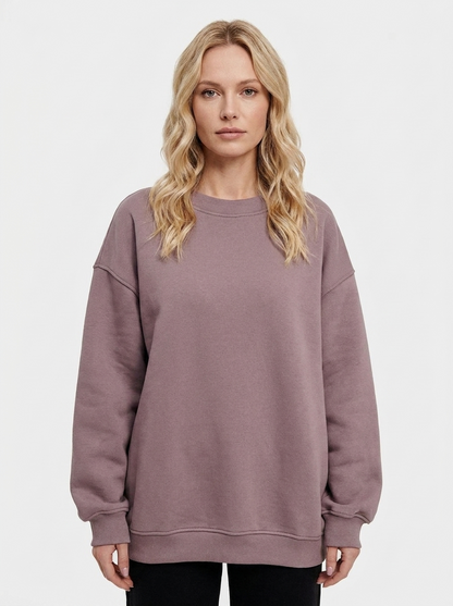Women's Oversized Winter Sweatshirt Crew-Neck Fleece Pullover