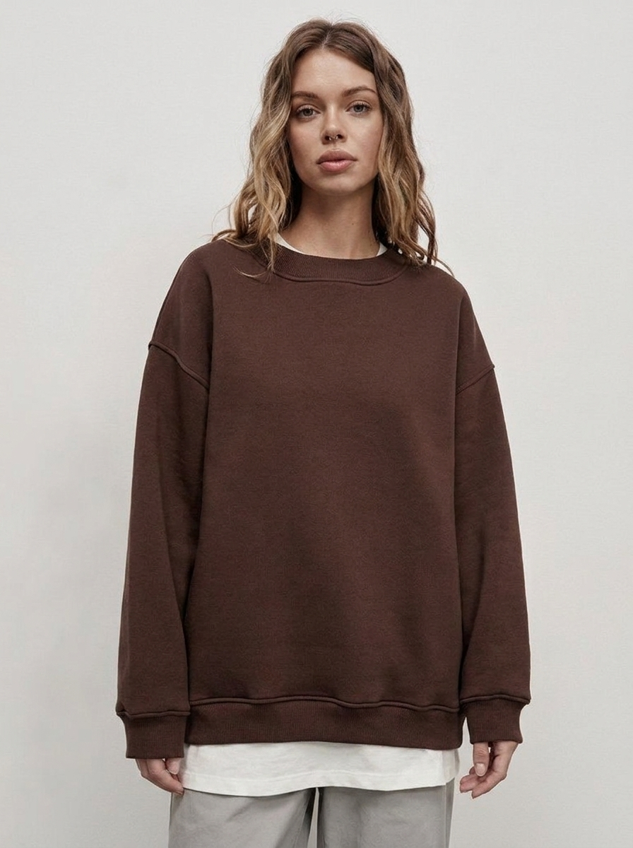 Women's Oversized Winter Sweatshirt Crew-Neck Fleece Pullover