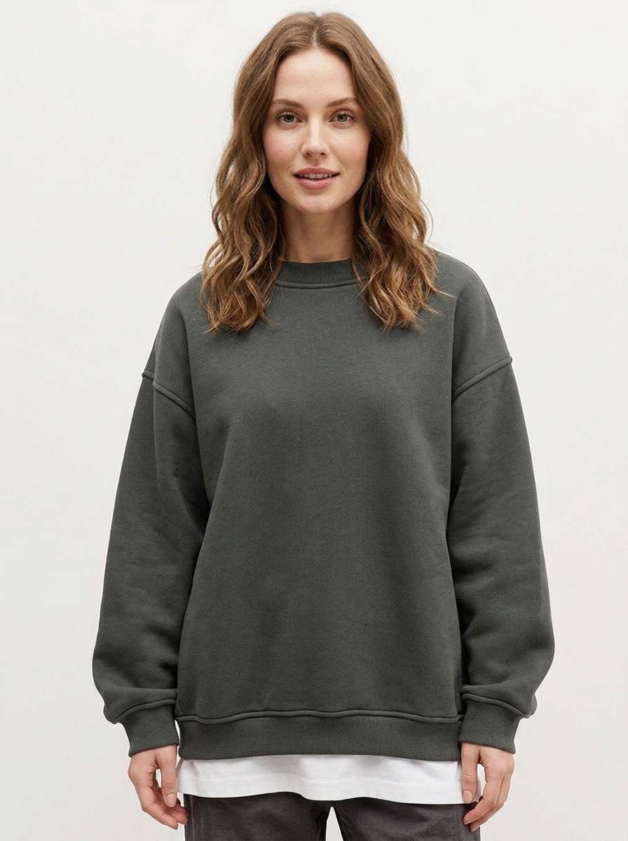Women's Oversized Winter Sweatshirt Crew-Neck Fleece Pullover