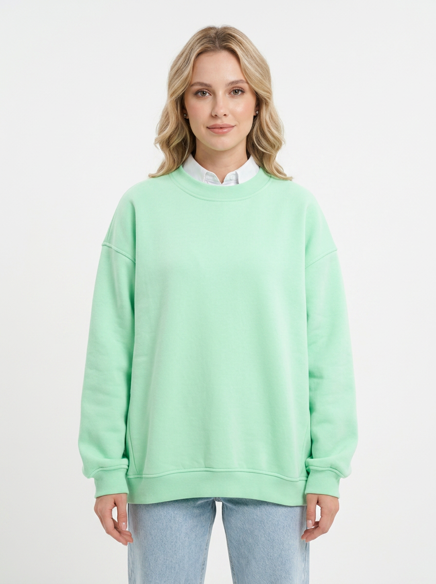 Women's Oversized Winter Sweatshirt Crew-Neck Fleece Pullover