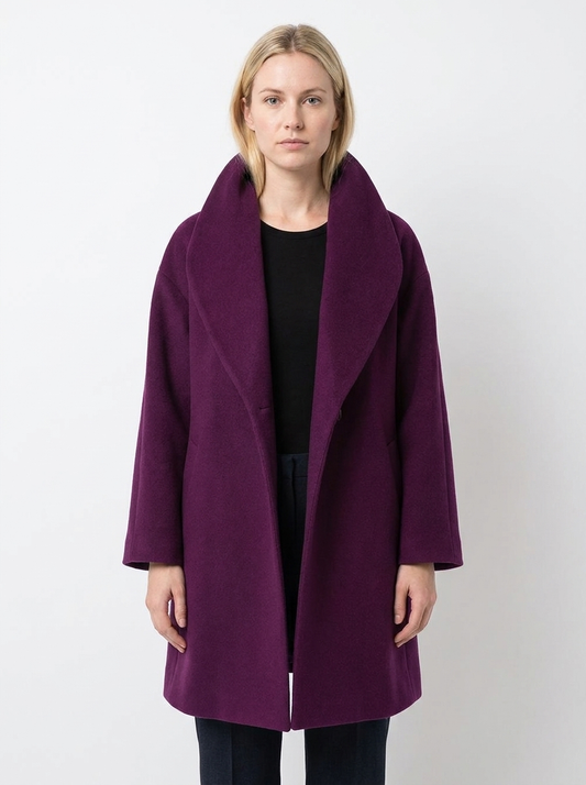 Abrigo de mezcla de lana para mujer, extragrande, con cuello amplio, delantero abierto y largo midi, chaqueta de otoño