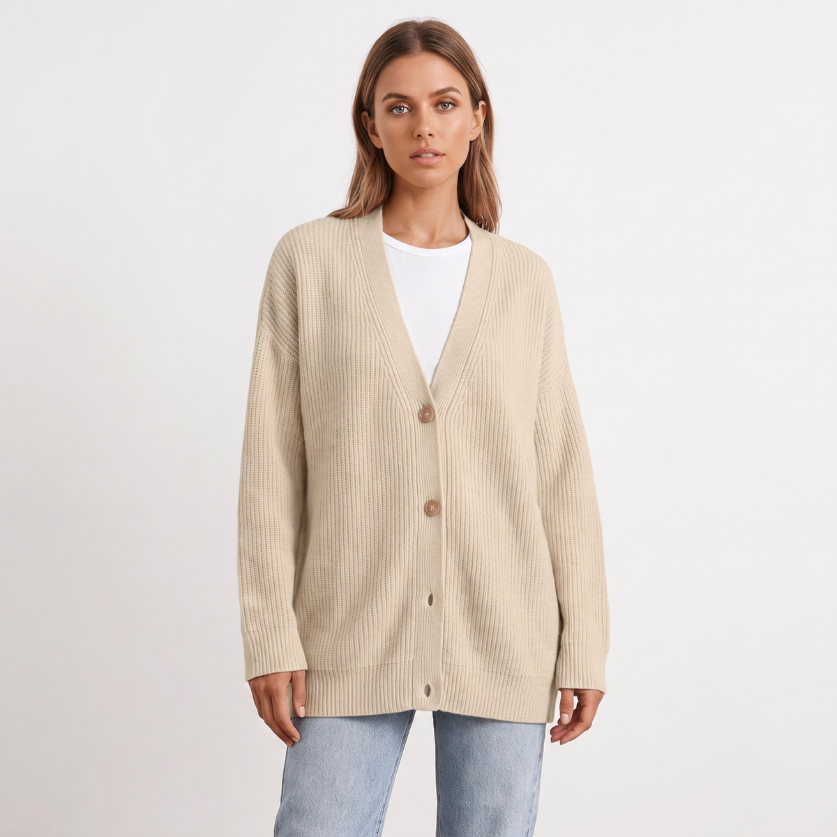 Women's Oversized Cardigan Ribbed Knit Button Front Winter Sweater