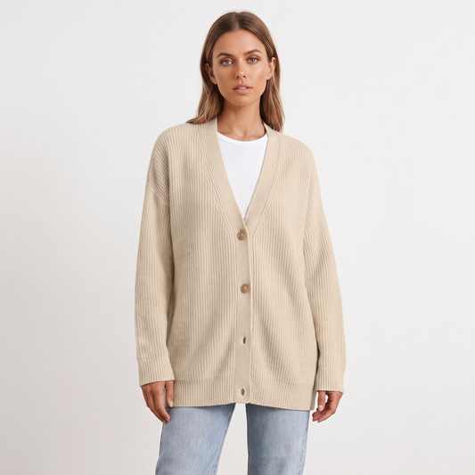 Women's Oversized Cardigan Ribbed Knit Button Front Winter Sweater