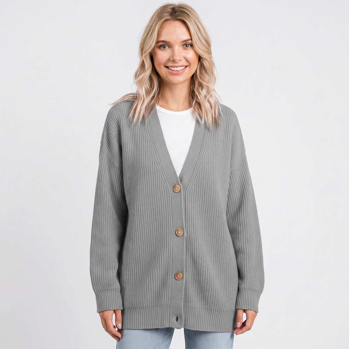 Women's Oversized Cardigan Ribbed Knit Button Front Winter Sweater
