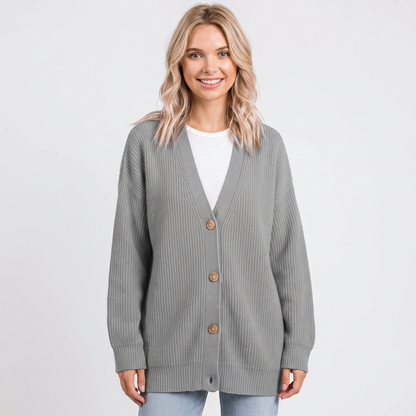 Women's Oversized Cardigan Ribbed Knit Button Front Winter Sweater