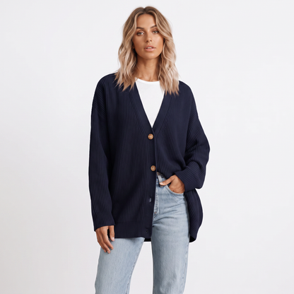 Women's Oversized Cardigan Ribbed Knit Button Front Winter Sweater