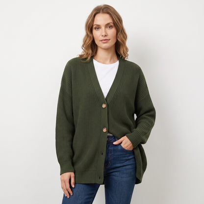 Women's Oversized Cardigan Ribbed Knit Button Front Winter Sweater