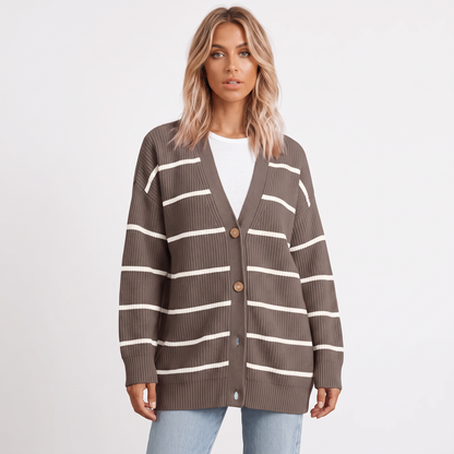 Women's Oversized Cardigan Ribbed Knit Button Front Winter Sweater