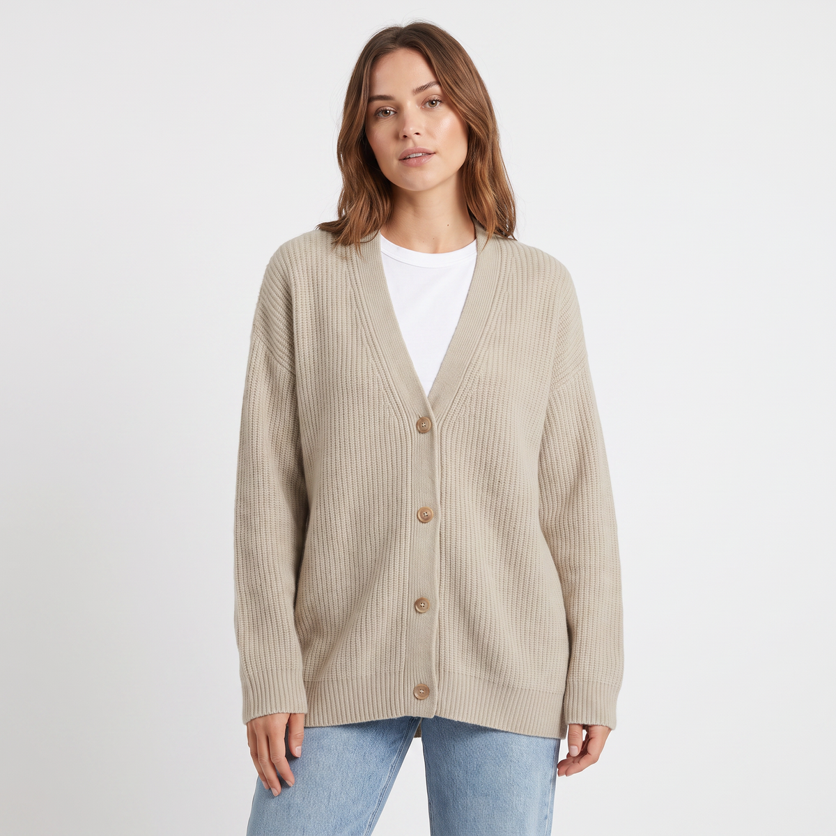 Women's Oversized Cardigan Ribbed Knit Button Front Winter Sweater