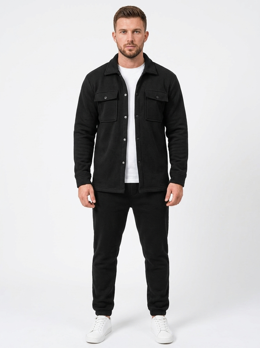 Men's Fleece Shirt Jacket and Jogger Autumn Set Two-Piece Tracksuit