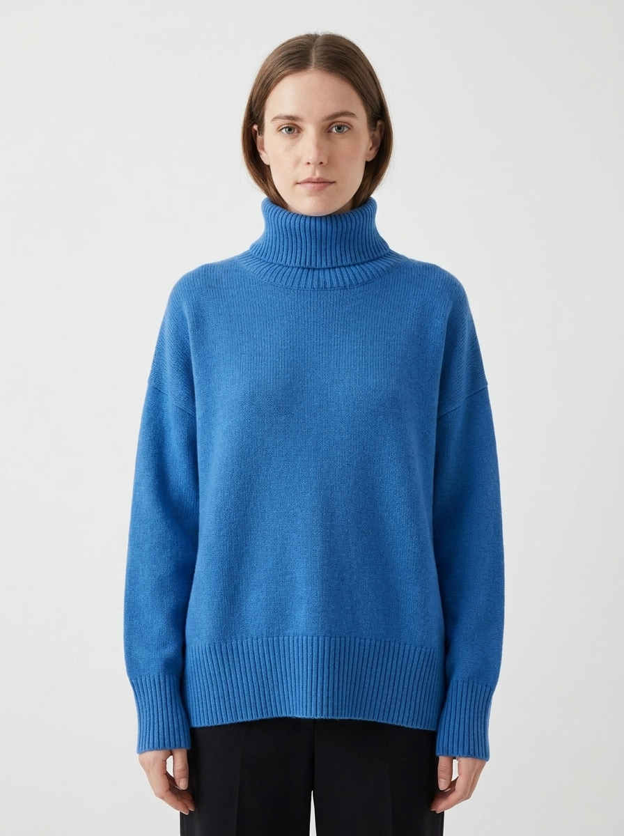 Women's Oversized Turtleneck Winter Sweater Drop Shoulder Knit