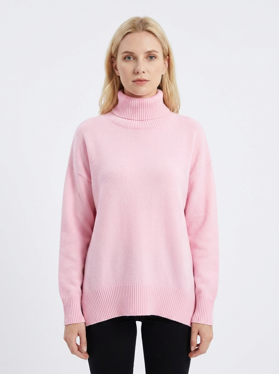 Women's Oversized Turtleneck Winter Sweater Drop Shoulder Knit