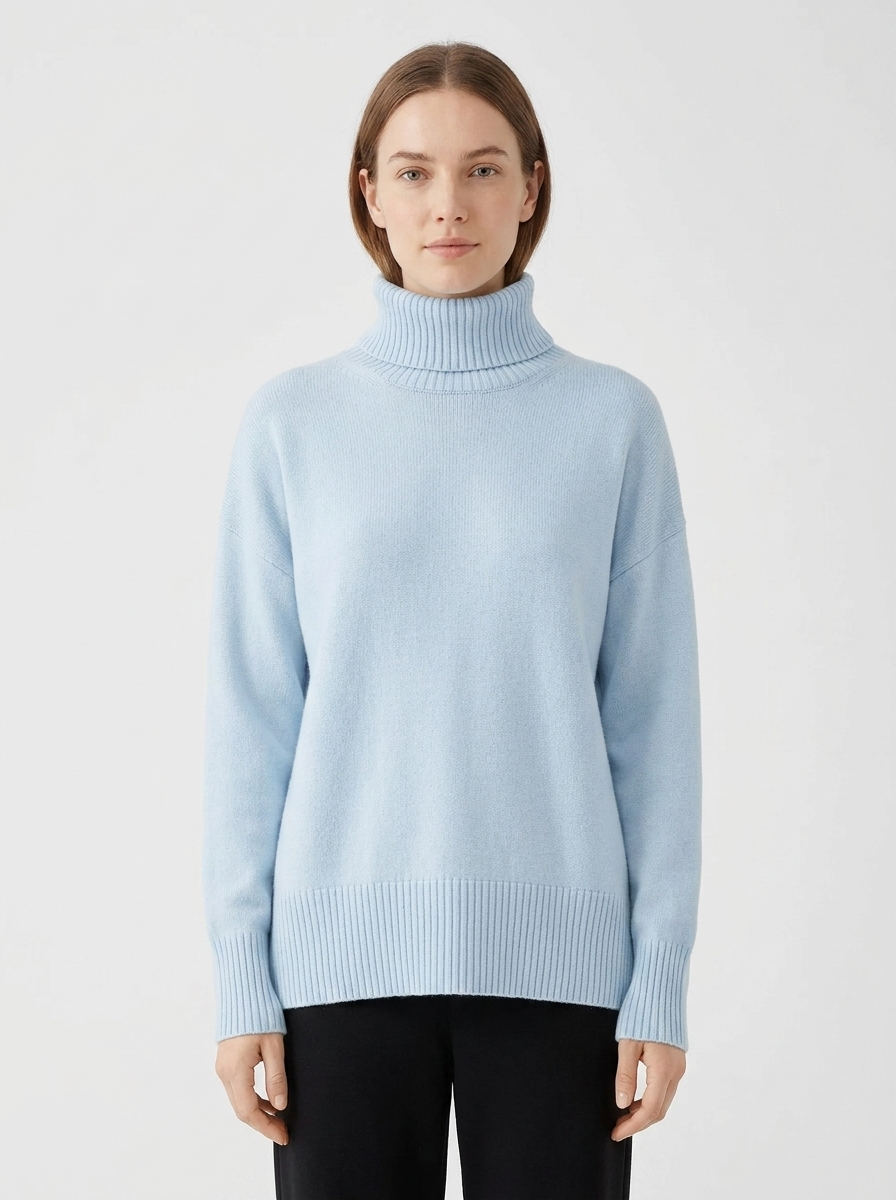 Women's Oversized Turtleneck Winter Sweater Drop Shoulder Knit