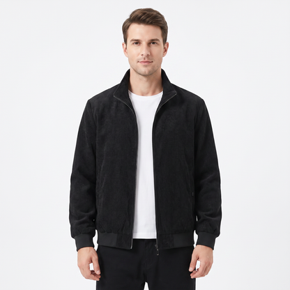 Men's Corduroy Jacket Fleece Lined Stand Collar Winter Autumn Coat