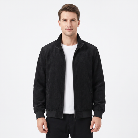 Men's Corduroy Jacket Fleece Lined Stand Collar Winter Autumn Coat