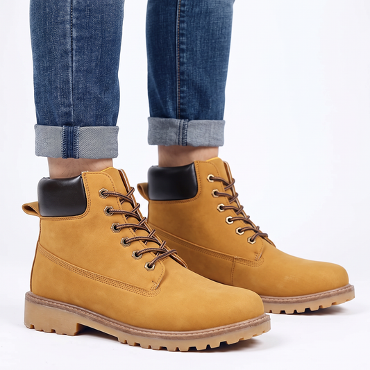 Men's Work Lace-Up Nubuck Leather Durable Ankle Winter Boots
