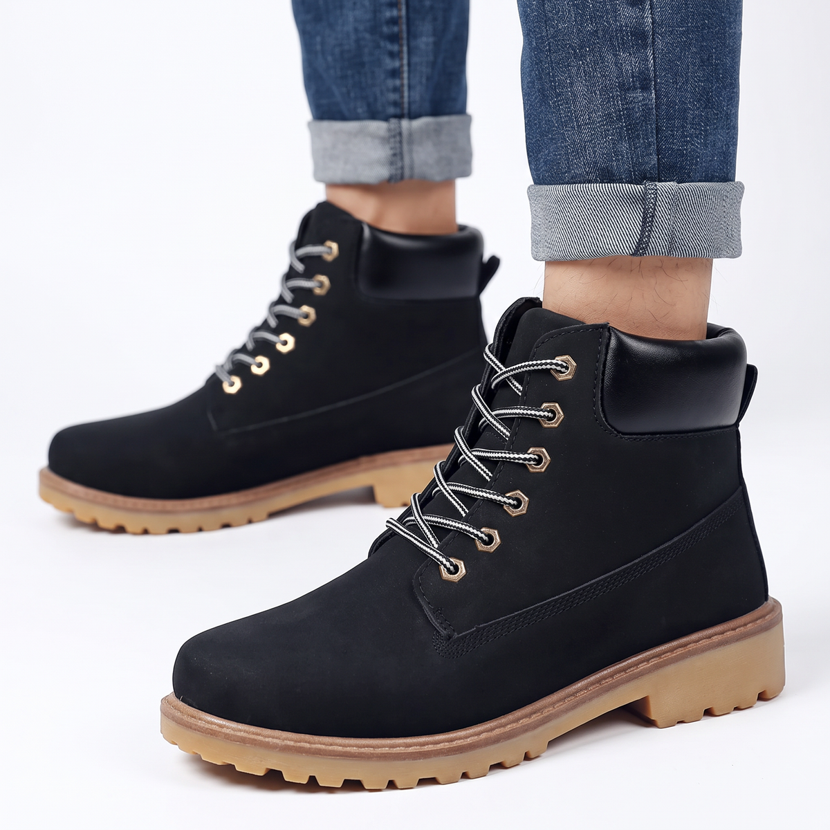 Men's Work Lace-Up Nubuck Leather Durable Ankle Winter Boots