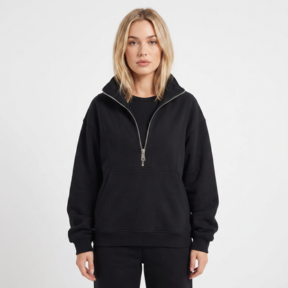 Women's Cropped Zip-Up Sweatshirt and Jogger Winter Set