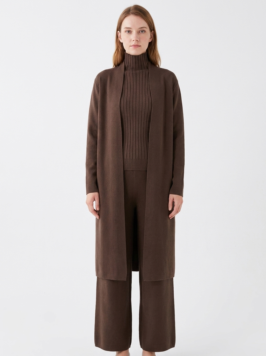 Women's Three-Piece Knit Set Cardigan Tank Wide-Leg Winter Pants
