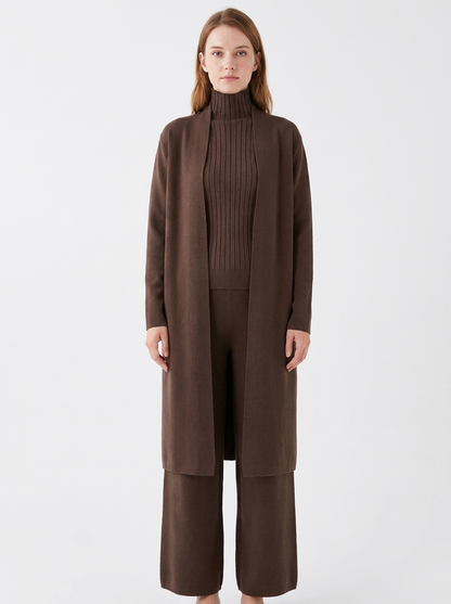 Women's Three-Piece Knit Set Cardigan Tank Wide-Leg Winter Pants