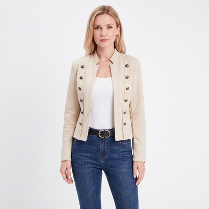 Women's Military Style Blazer Stand Collar Fitted Autumn Jacket