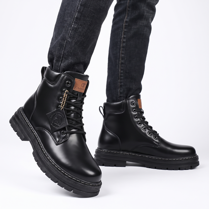 Men's Leather Work Lace-Up Chunky Sole Ankle Winter Boots