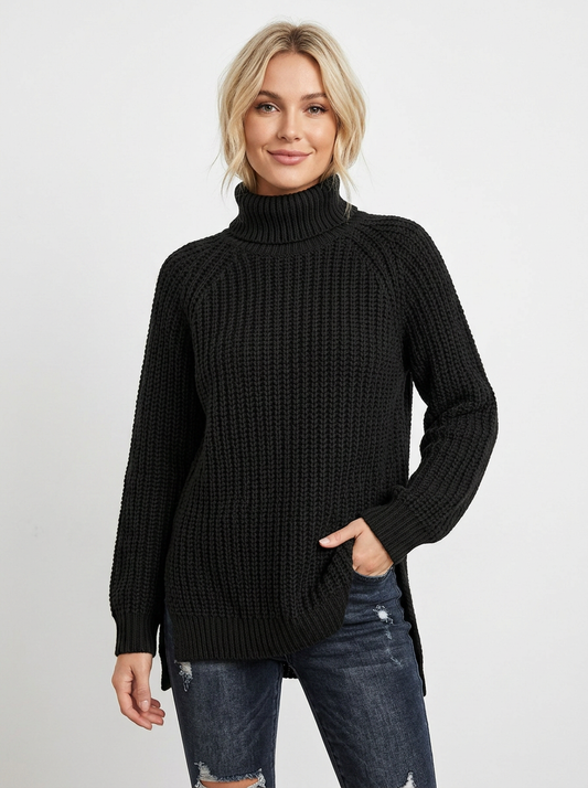 Women's Chunky Knit Turtleneck Winter Sweater Oversized Balloon Sleeve