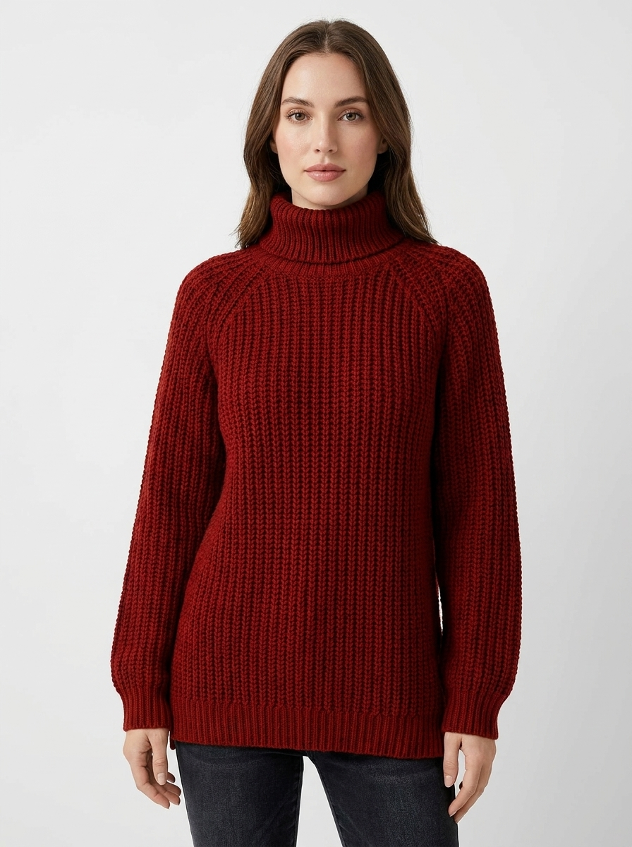 Women's Chunky Knit Turtleneck Winter Sweater Oversized Balloon Sleeve