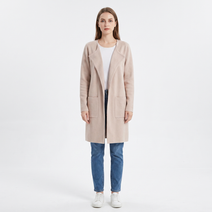 Women's Longline Cardigan Open-Front Knit Winter Coat with Pockets