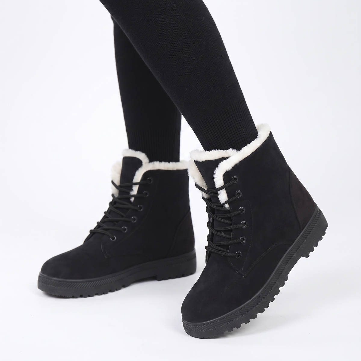 Women's Wool-Lined Snow Lace-Up Winter Ankle Boots
