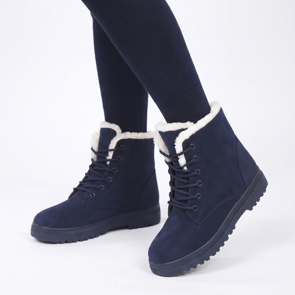 Women's Wool-Lined Snow Lace-Up Winter Ankle Boots