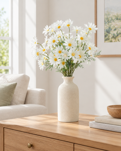White Artificial Daisy Bunch styled in a ceramic vase on a console table (vase sold separately)