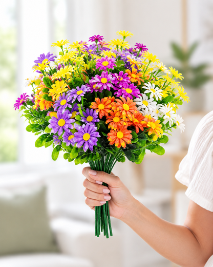 Multicolour Artificial Daisy Bunch held in a hand