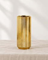 Gold Ribbed Cylinder Vase