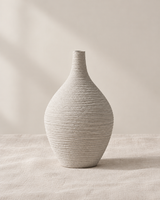 Beige Ridged Narrow-Neck Vase
