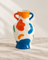 White Abstract Two-Handle Vase