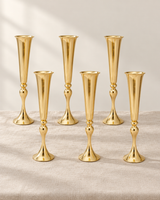Set of 6 Gold Trumpet Vases