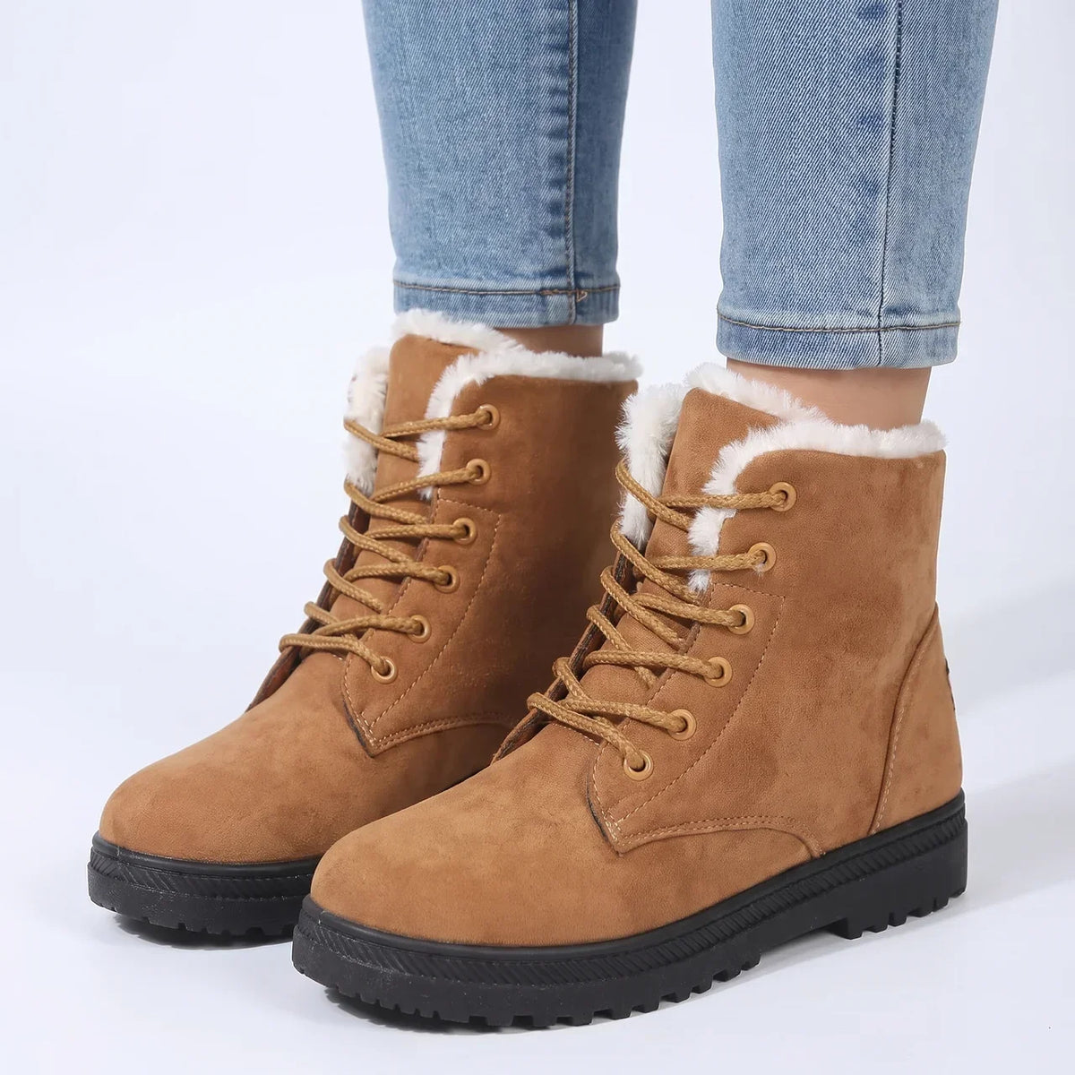 Women's Wool-Lined Snow Lace-Up Winter Ankle Boots