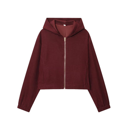 Women's Cropped Hooded Jacket and Wide-Leg Pants Set Loungewear Two-Piece