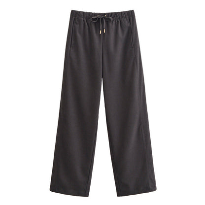 Women's Cropped Hooded Jacket and Wide-Leg Pants Set Loungewear Two-Piece