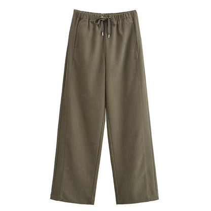 Women's Cropped Hooded Jacket and Wide-Leg Pants Set Loungewear Two-Piece