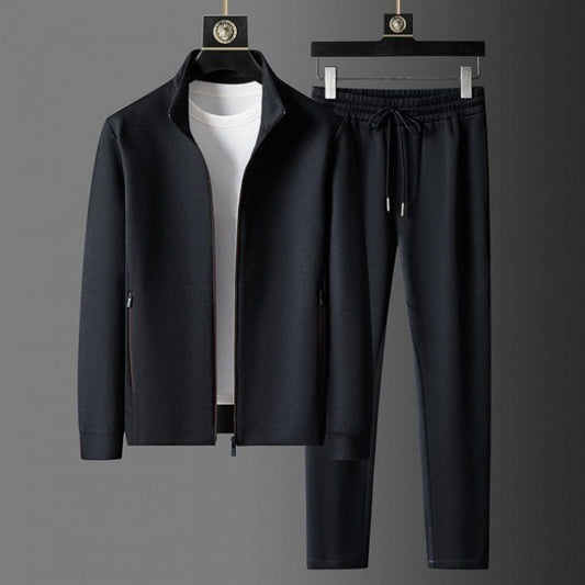 Men's Textured Slim-Fit Full-Zip Tracksuit and Joggers Winter Set
