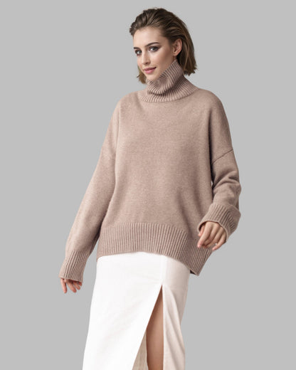 Women's Oversized Turtleneck Cap-Sleeve Knit Autumn Vest