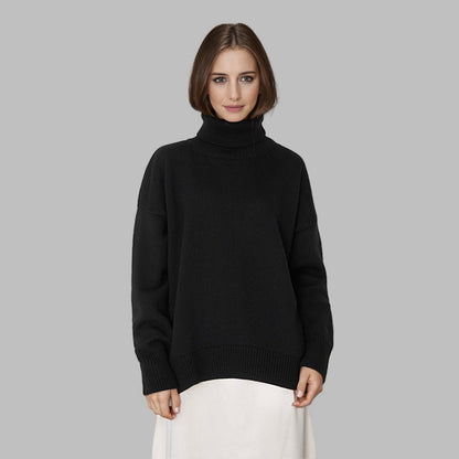 Women's Oversized Turtleneck Cap-Sleeve Knit Autumn Vest