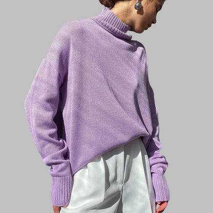 Women's Oversized Turtleneck Cap-Sleeve Knit Autumn Vest