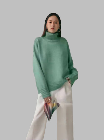Women's Oversized Turtleneck Cap-Sleeve Knit Autumn Vest