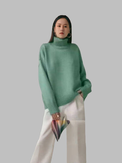 Women's Oversized Turtleneck Cap-Sleeve Knit Autumn Vest