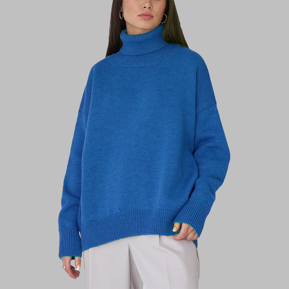 Women's Oversized Turtleneck Cap-Sleeve Knit Autumn Vest